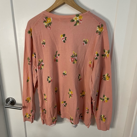 Karen Scott Floral Print Coral Button Up Cardigan Lightweight XXL - Picture 5 of 7
